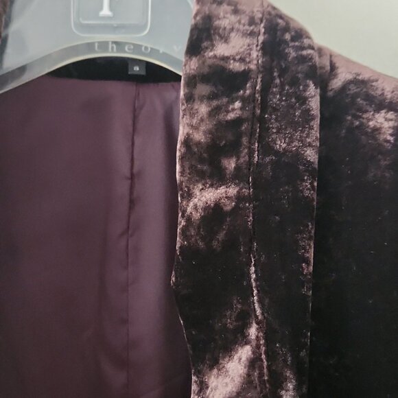 Theory Velvet Blazer in Deep Burgundy - Picture 6 of 7